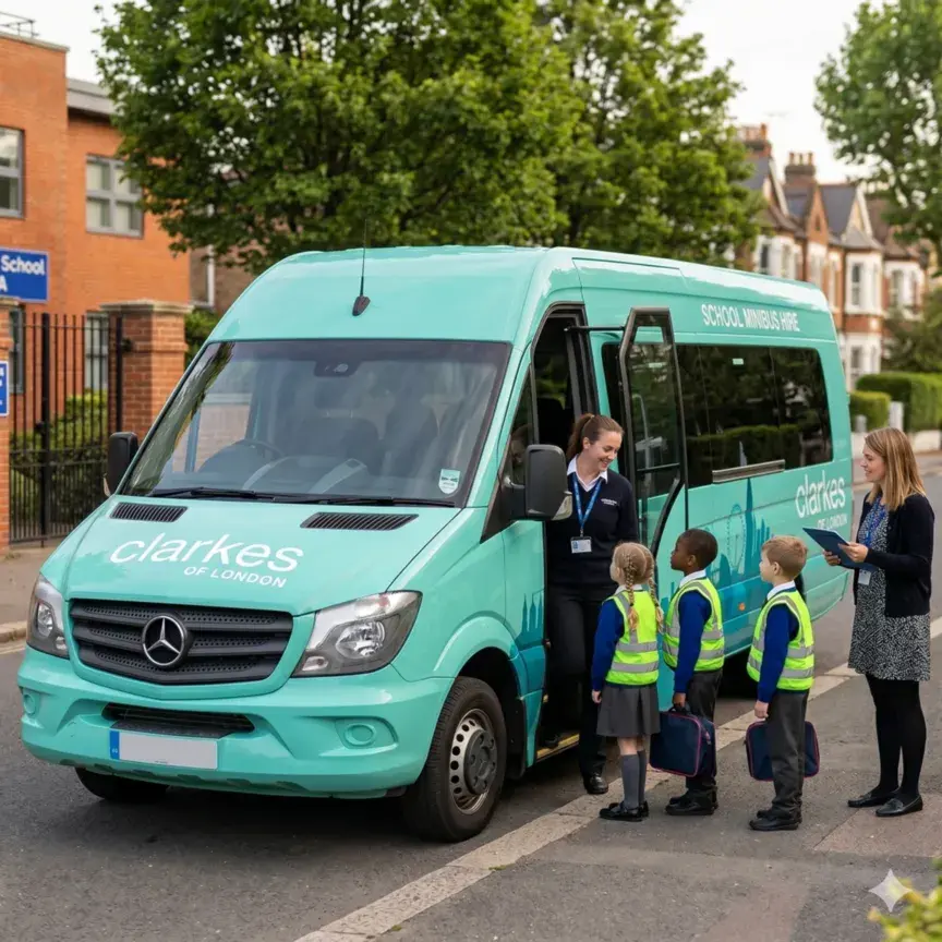 Clarkes of London Minibus collecting from School